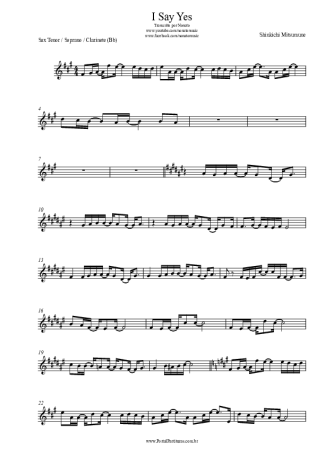 Shinkichi Mitsumune I Say Yes score for Tenor Saxophone Soprano (Bb)