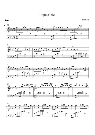Shontelle Impossible score for Piano