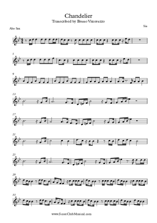 Sia Chandelier score for Alto Saxophone