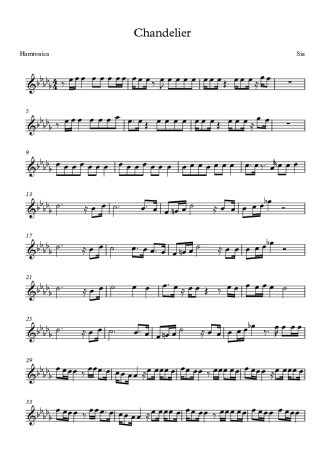 Sia Chandelier score for Harmonica