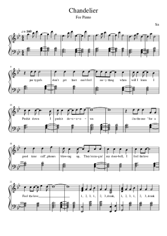 Sia Chandelier score for Piano