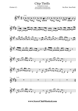 Sia  score for Clarinet (C)