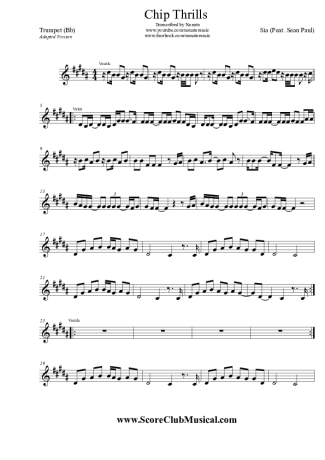 Sia Chip Thrills score for Trumpet