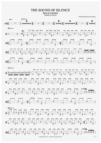 Simon and Garfunkel The Sound Of Silence score for Drums
