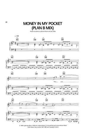 Simply Red Money In My Pocket (Plan B Mix) score for Piano