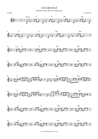 Simply Red Wonderland score for Keyboard