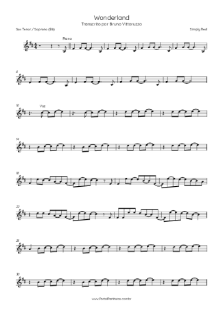 Simply Red Wonderland score for Tenor Saxophone Soprano (Bb)