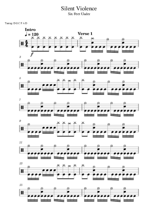 Six Feet Under Silent Violence score for Drums