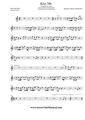 Sixpence None The Richer Kiss Me score for Alto Saxophone