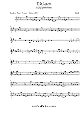 Skank Três Lados score for Tenor Saxophone Soprano (Bb)