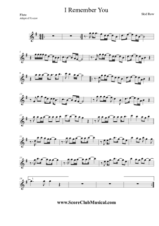 Skid Row  score for Flute