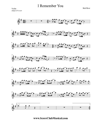 Skid Row  score for Violin