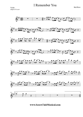 Skid Row I Remember You score for Violin