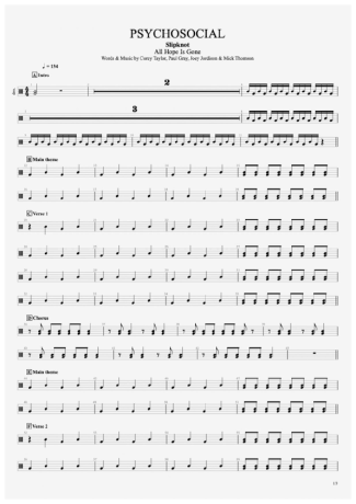 Slipknot Psychosocial (drums 2) score for Drums