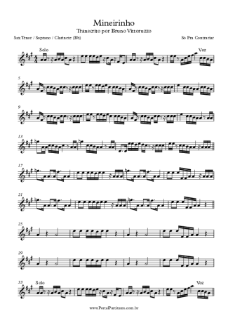 Só Pra Contrariar Mineirinho score for Tenor Saxophone Soprano (Bb)
