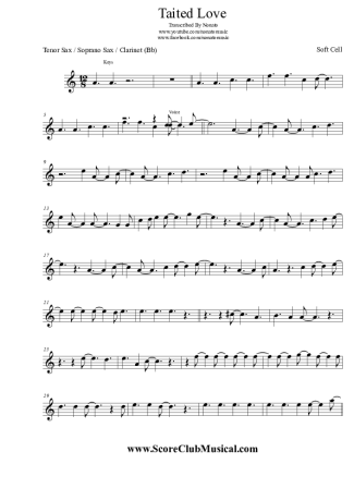 Soft Cell  score for Clarinet (Bb)