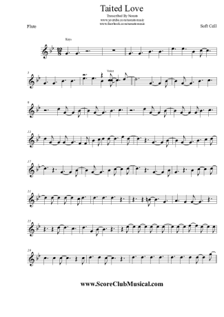 Soft Cell  score for Flute