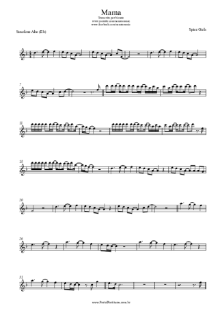 Spice Girls Mama score for Alto Saxophone