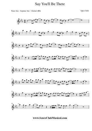 Spice Girls Say You´ll Be There score for Tenor Saxophone Soprano (Bb)