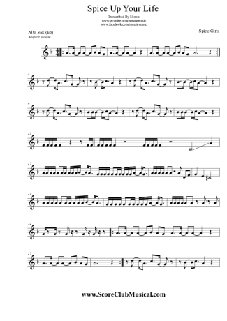 Spice Girls  score for Alto Saxophone