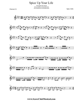 Spice Girls  score for Clarinet (C)