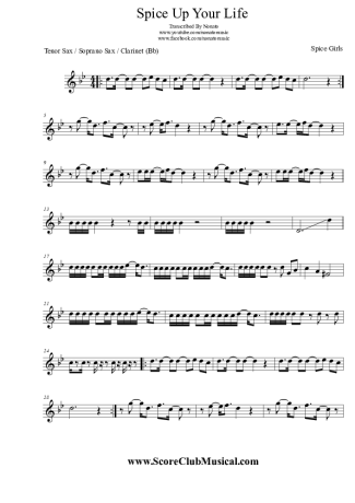 Spice Girls Spice Up Your Life score for Tenor Saxophone Soprano (Bb)