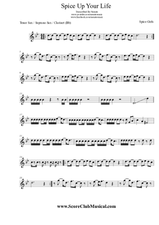 Spice Girls  score for Tenor Saxophone Soprano (Bb)