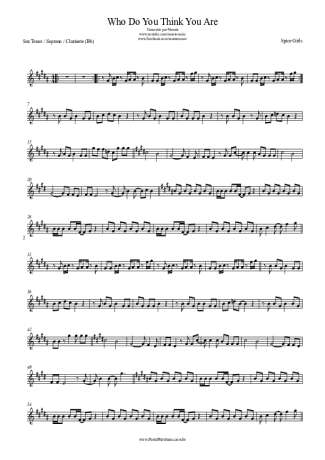 Spice Girls Who Do You Think You Are score for Tenor Saxophone Soprano Clarinet (Bb)