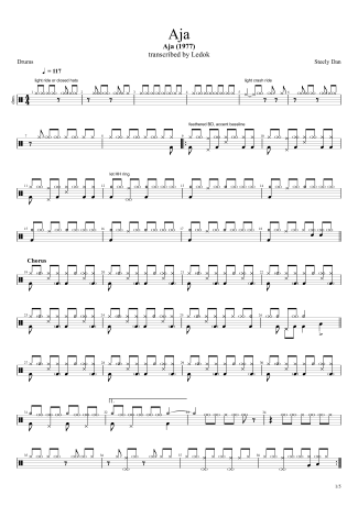 Steely Dan Aja score for Drums