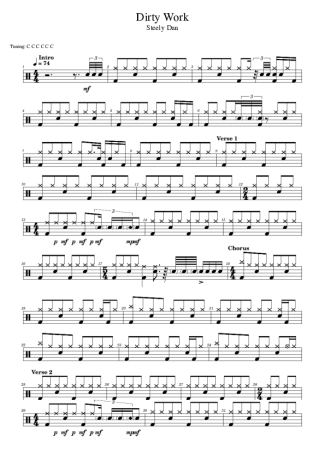 Steely Dan Dirty Work score for Drums