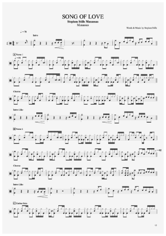 Stephen Stills Manassas Song Of Love score for Drums