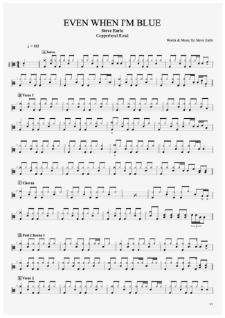 Steve Earle Even When I´m Blue score for Drums