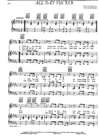 Stevie Wonder All Day Sucker score for Piano