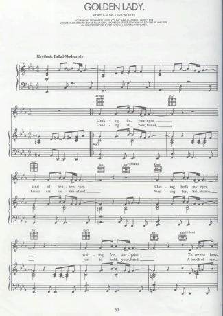 Stevie Wonder Golden Lady score for Piano