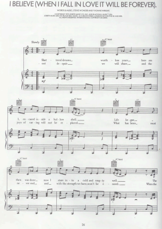 Stevie Wonder I Believe (When I Fall In Love It Will Be Forever) score for Piano