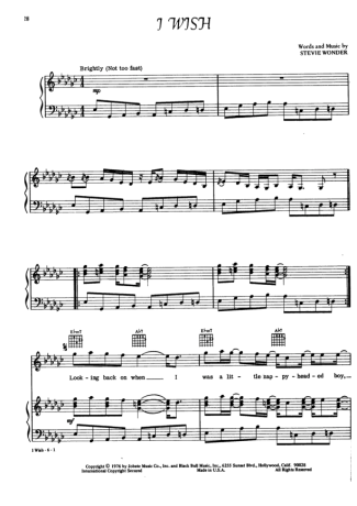 Stevie Wonder I Wish score for Piano