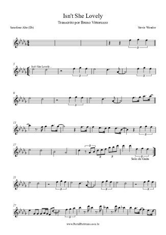 Stevie Wonder Isn´t She Lovely score for Alto Saxophone