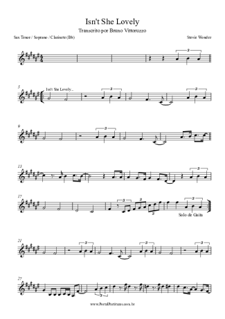 Stevie Wonder Isn´t She Lovely score for Clarinet (Bb)