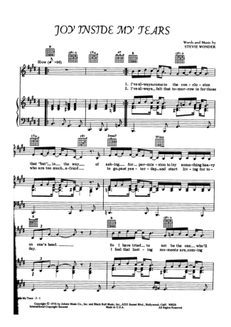 Stevie Wonder Joy Inside My Tears score for Piano