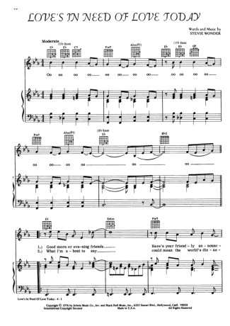 Stevie Wonder  score for Piano