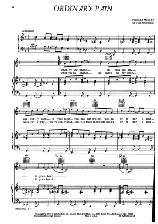 Stevie Wonder  score for Piano