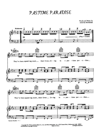 Stevie Wonder  score for Piano