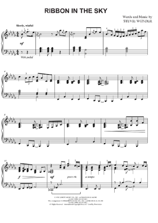 Stevie Wonder Ribbon In The Sky score for Piano