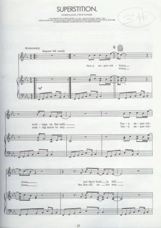 Stevie Wonder  score for Piano