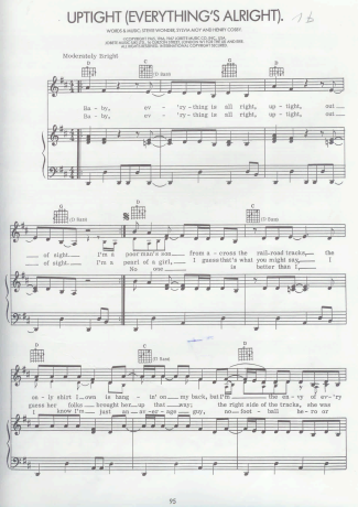 Stevie Wonder Uptight (Everythings Alright) score for Piano