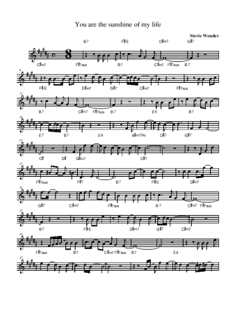 Stevie Wonder You Are The Sunshine of My Life score for Alto Saxophone
