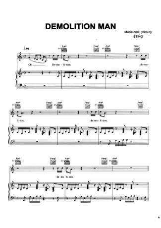 Sting Demolition Man Music Sting score for Piano