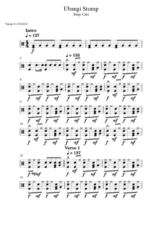 Stray Cats Ubangi Stomp score for Drums