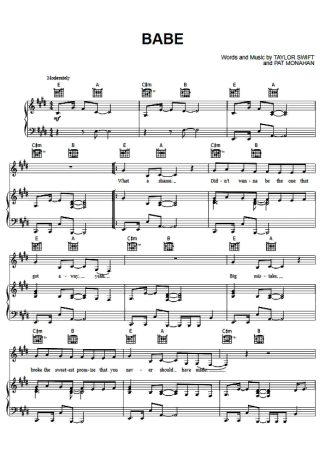 Sugarland Babe (feat Taylor Swift) score for Piano