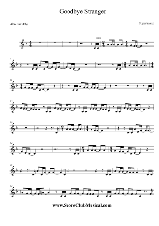 Supertramp Goodbye Stranger score for Alto Saxophone